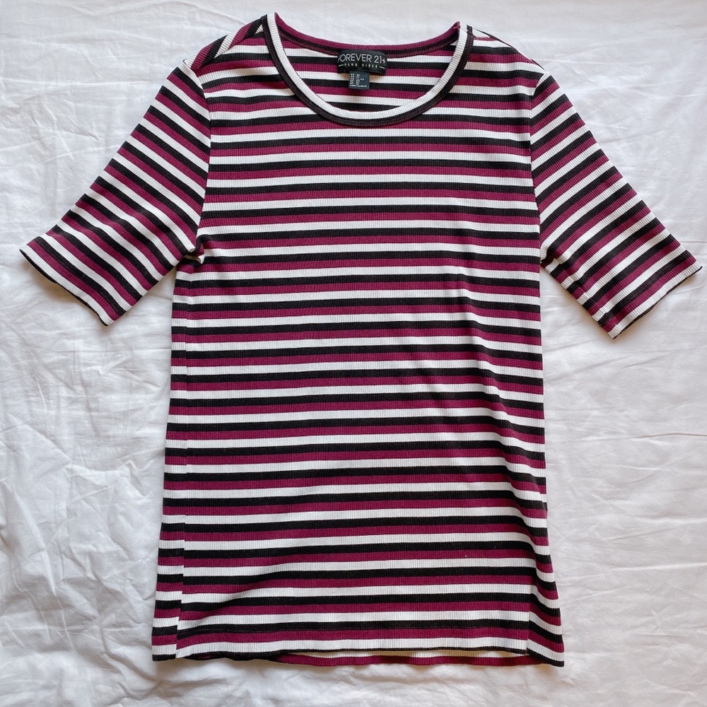 striped ribbed forever 21 tee